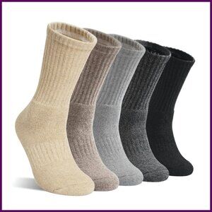 Merino Wool Hiking Socks Women's Thermal Crew 5 Pairs Warm Cushion